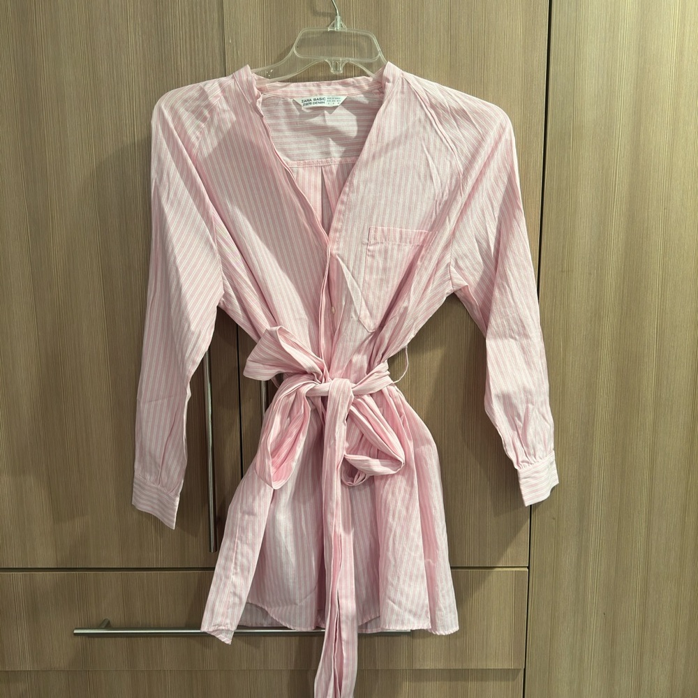 Zara Pink and White Striped Dress